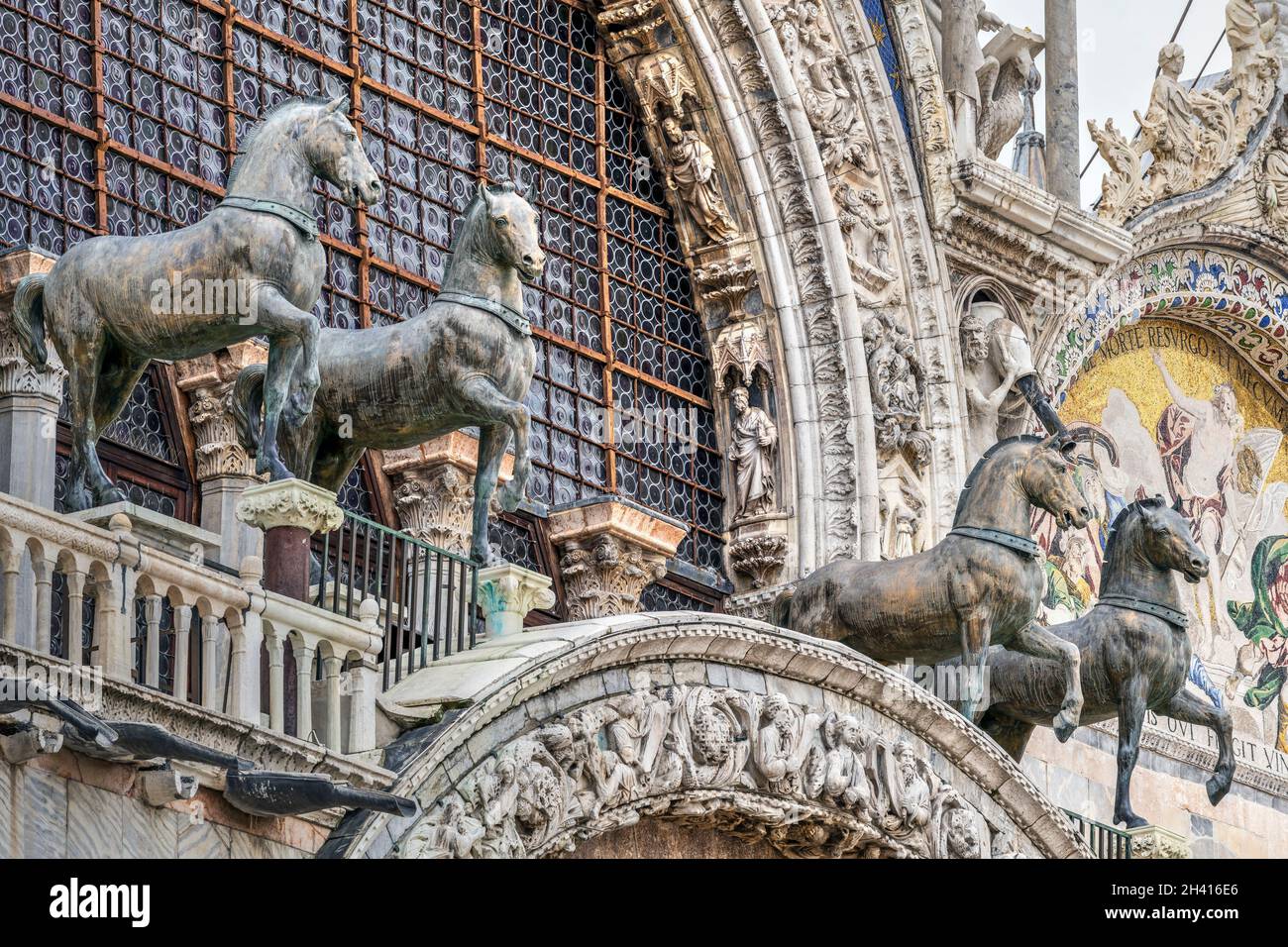 Cavalli di San Marco, Basilica di San Marco, Venezia, Veneto, Italia Foto Stock