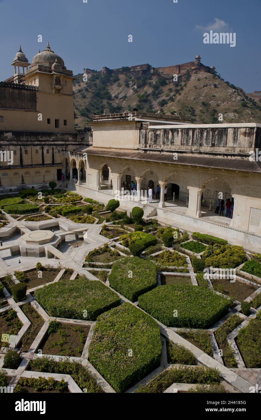 Giardini in Forte Amber vicino a Jaipur Foto Stock