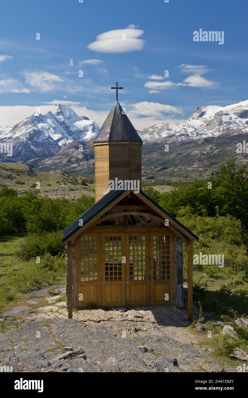 Chiesa di Estancia Cristina nel parco nazionale Los Glaciares Foto Stock