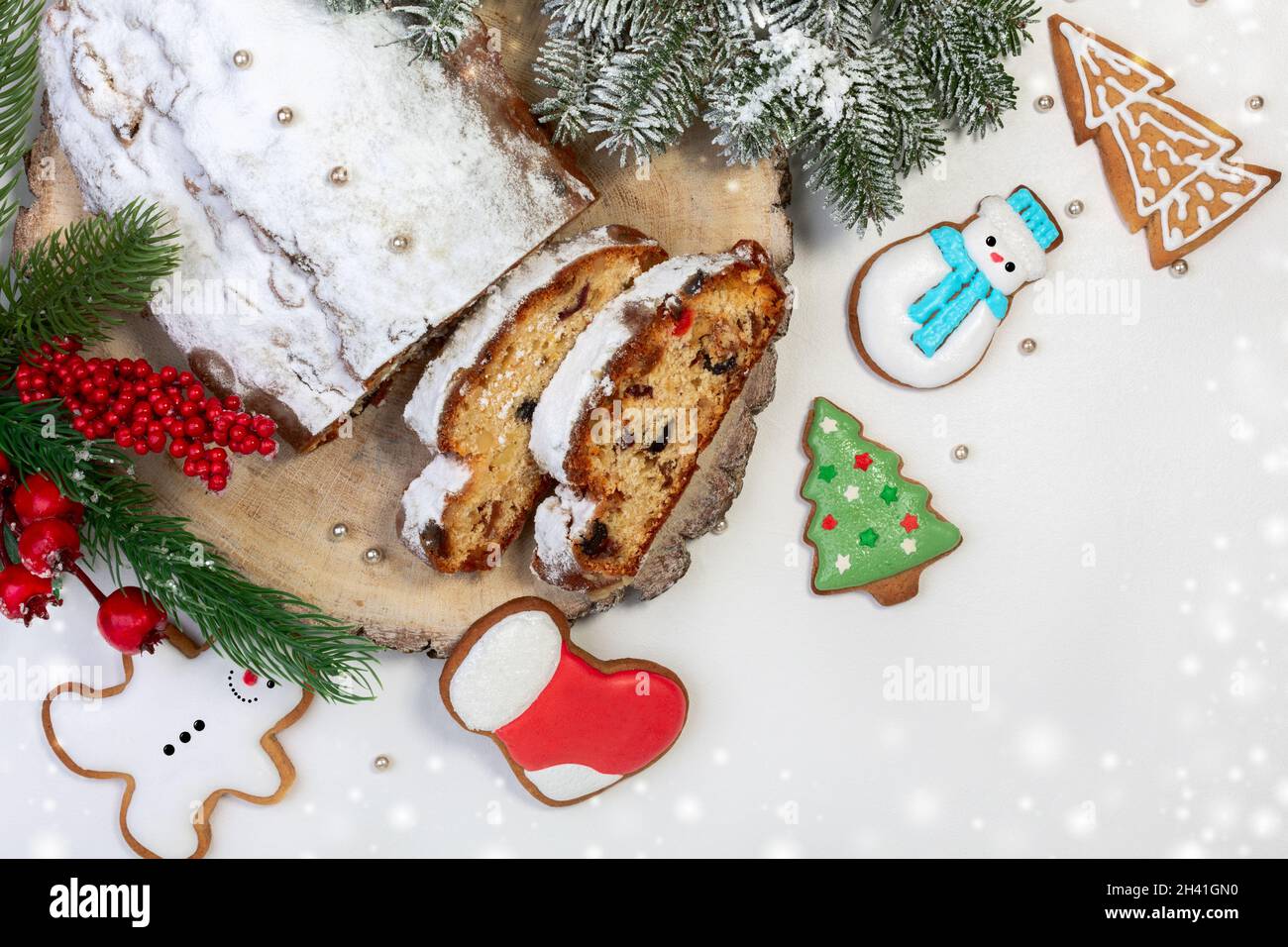 Stollen di Natale e pan di zenzero. Foto Stock