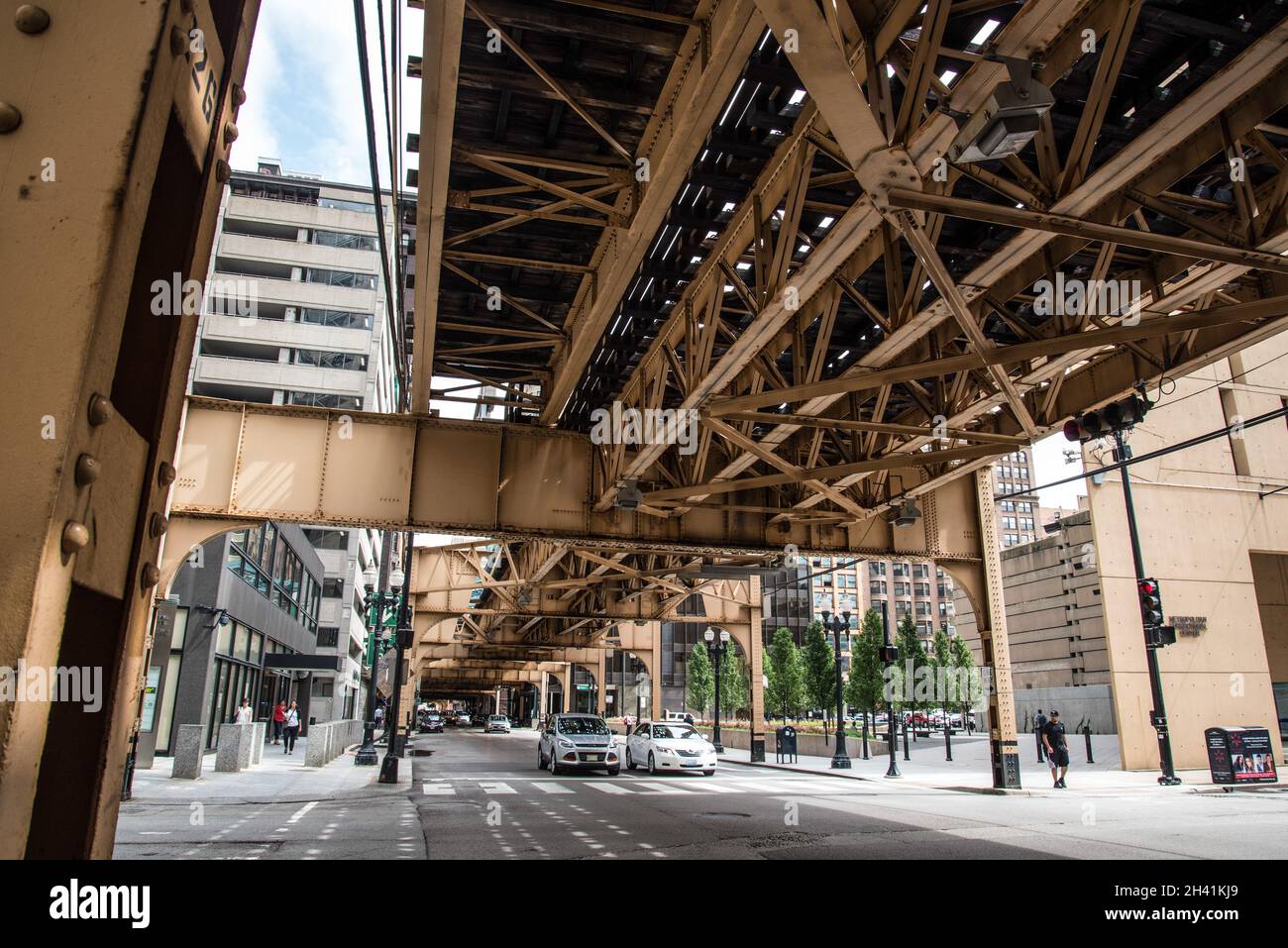 Linee metropolitane della linea loop a Chicago, USA Foto Stock