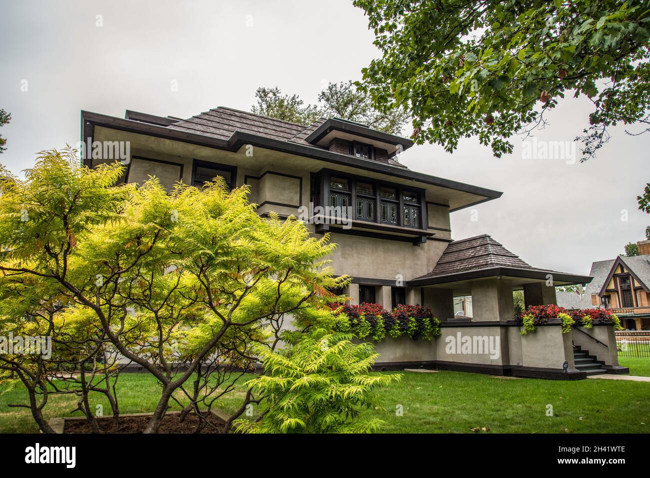 Frank W. Thomas casa del famoso architetto Frank Lloyd Wright a Oak Park, USA Foto Stock