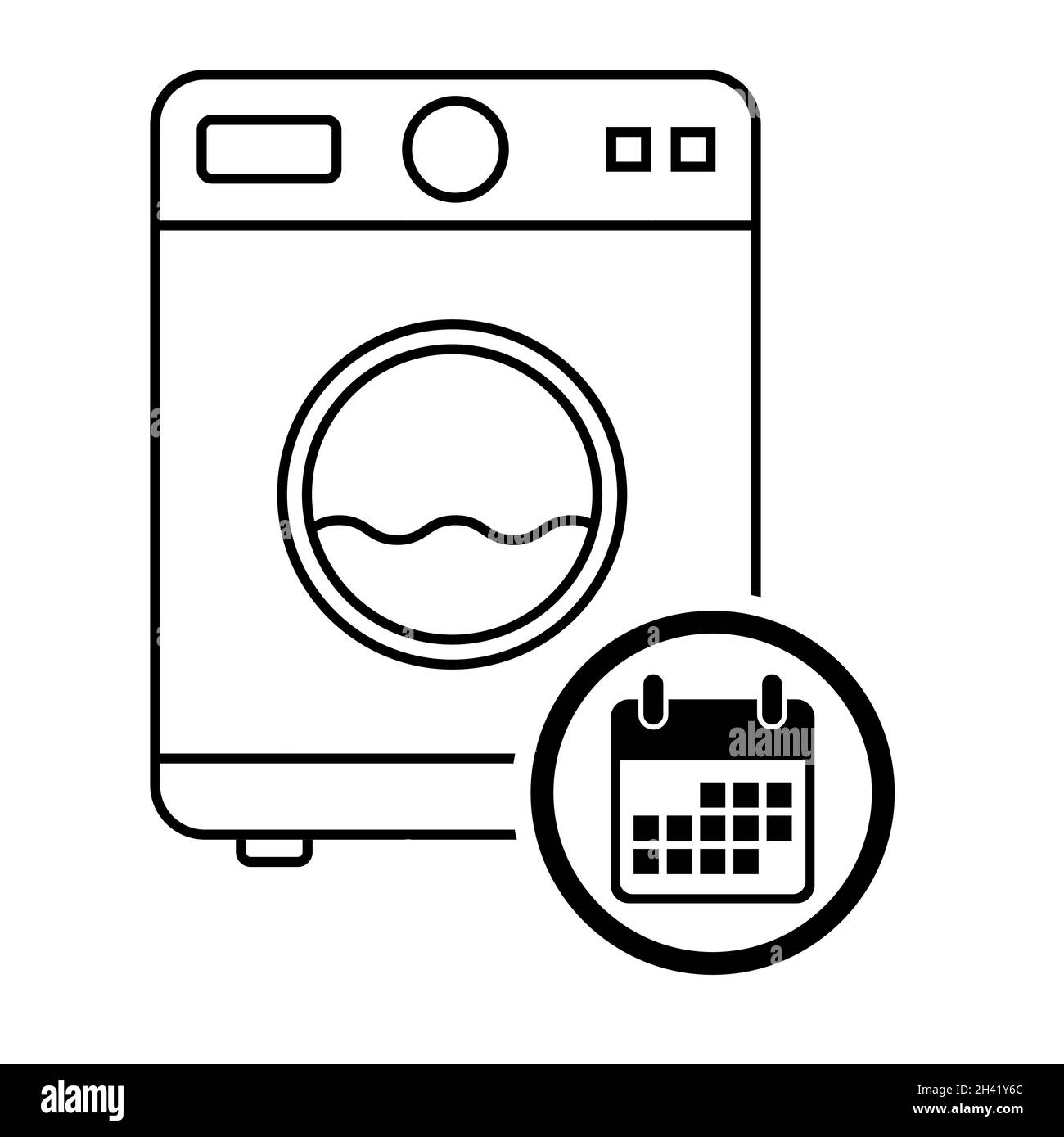 Attrezzatura lavatrice, icona lavabiancheria elettrica, simbolo di lavaggio vestiti, sfondo illustrazione vettoriale . Illustrazione Vettoriale