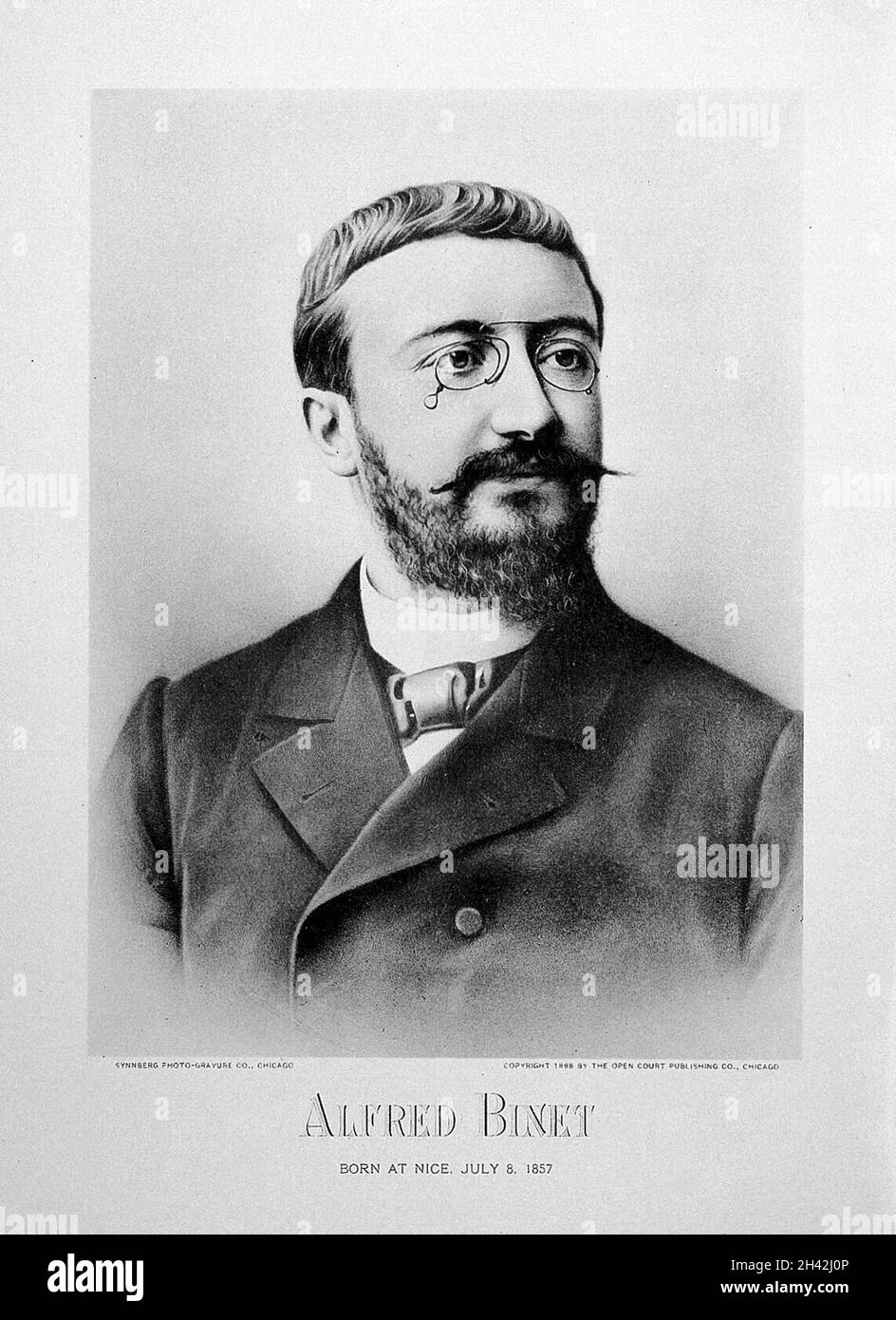 Alfred Binet. Foto-gravure di Synnberg Photo-gravure Co., 1898. Foto Stock
