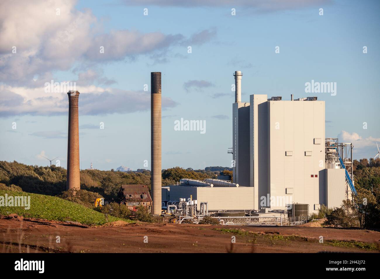 Centrale elettrica a biomassa Glenrothes alimentata da legno di scarto Foto Stock