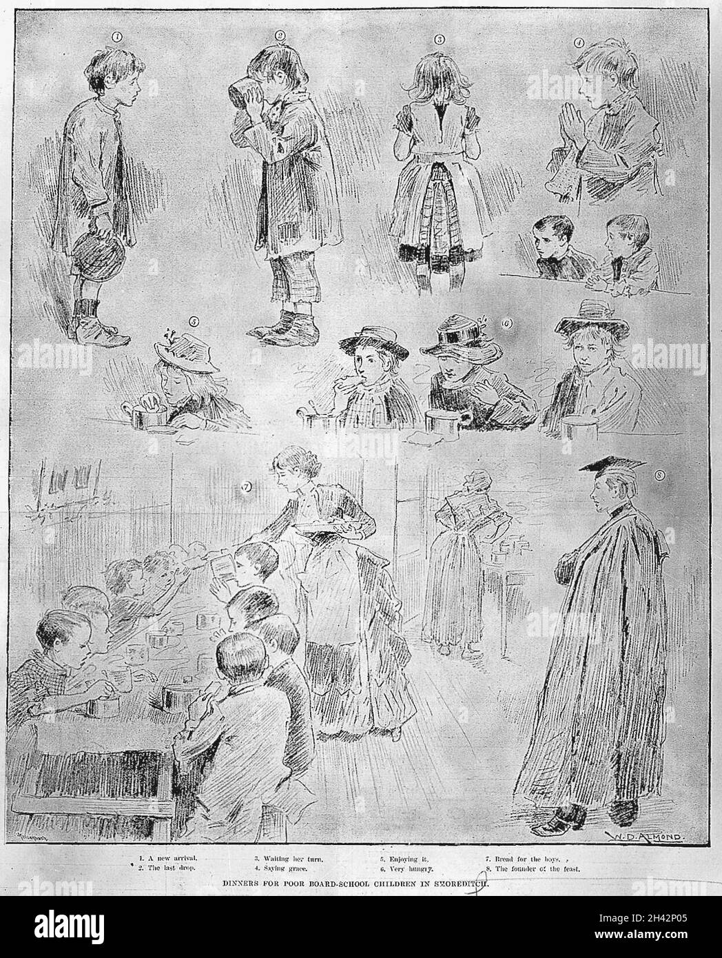 Cene per bambini poveri a Shoreditch Foto Stock