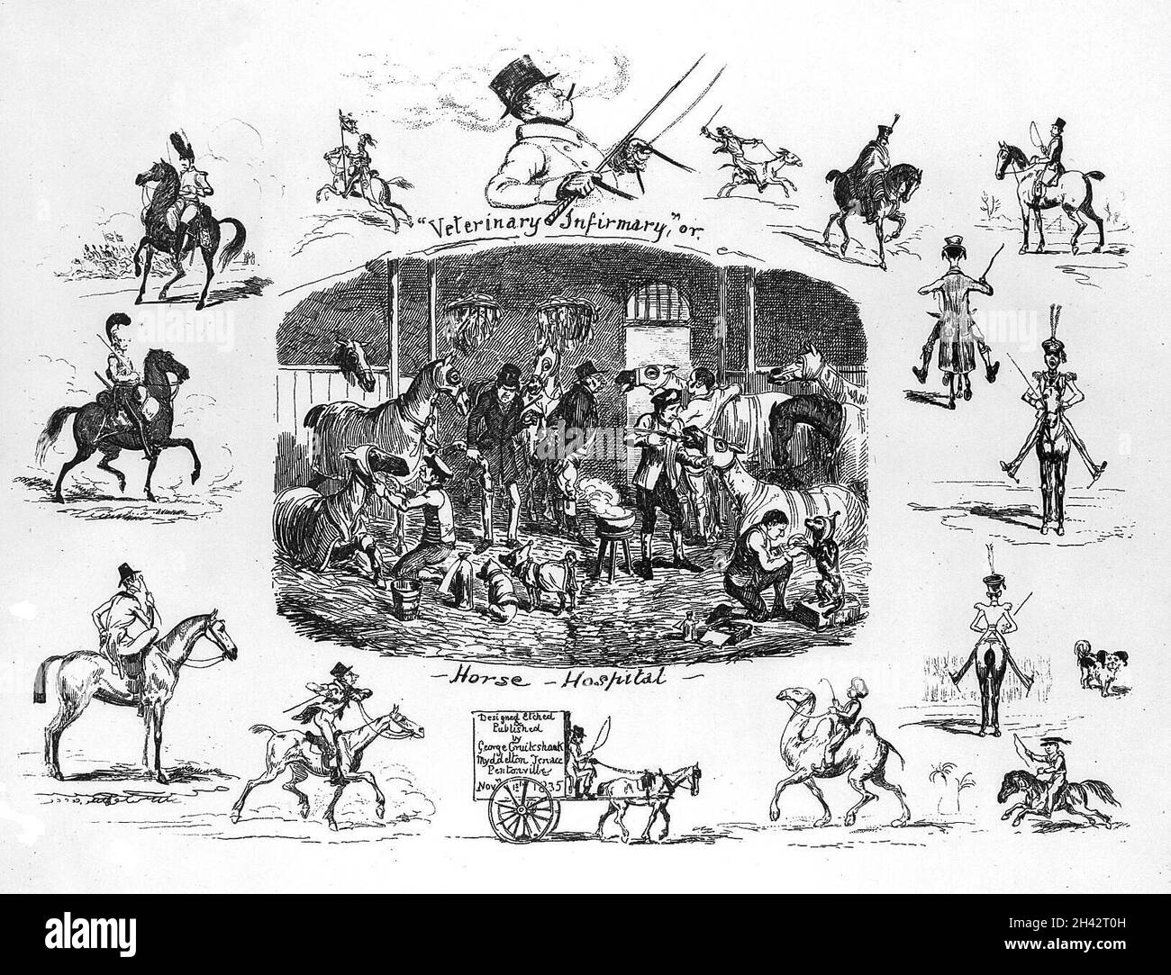 Illustrazione di 'ambulatorio veterinario o ospedale di cavallo' Foto Stock