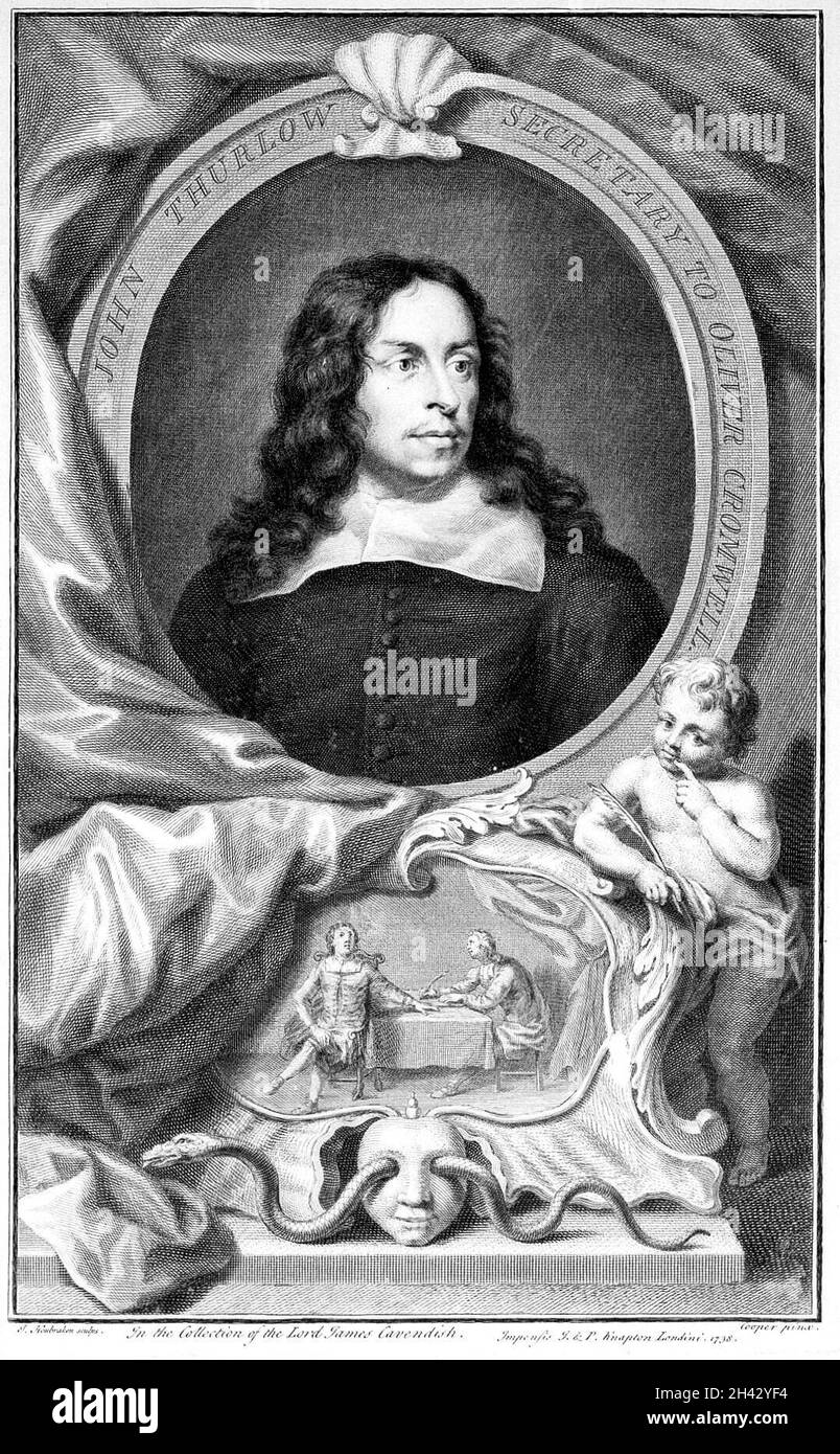 John Thurloe (1616-1668). Incisione di Jacobus Houbraken, ca. 1738, dopo Samuel Cooper. Foto Stock