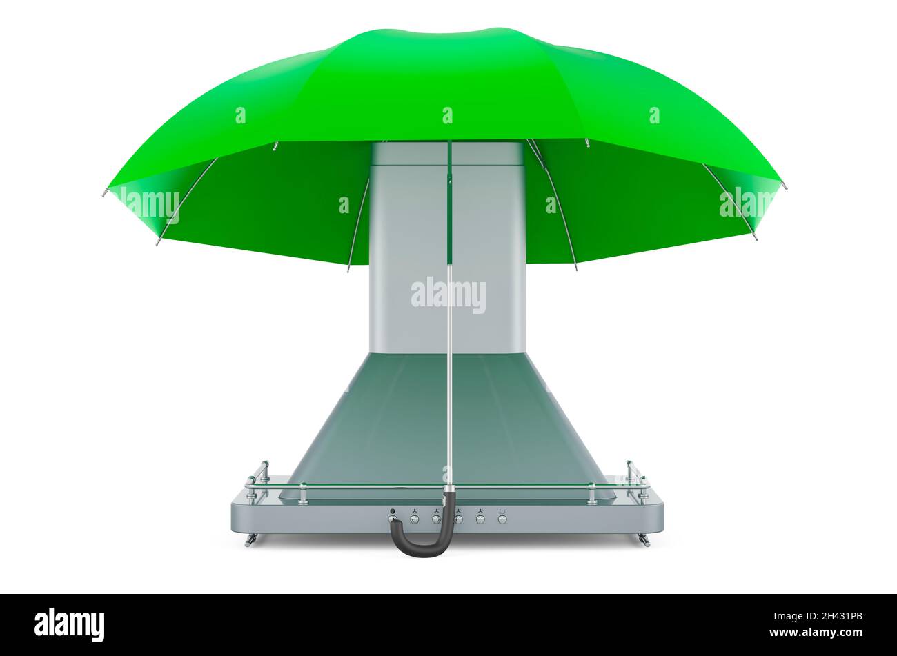 Cappa di scarico da cucina sotto ombrello, resa 3D isolata su sfondo bianco Foto Stock