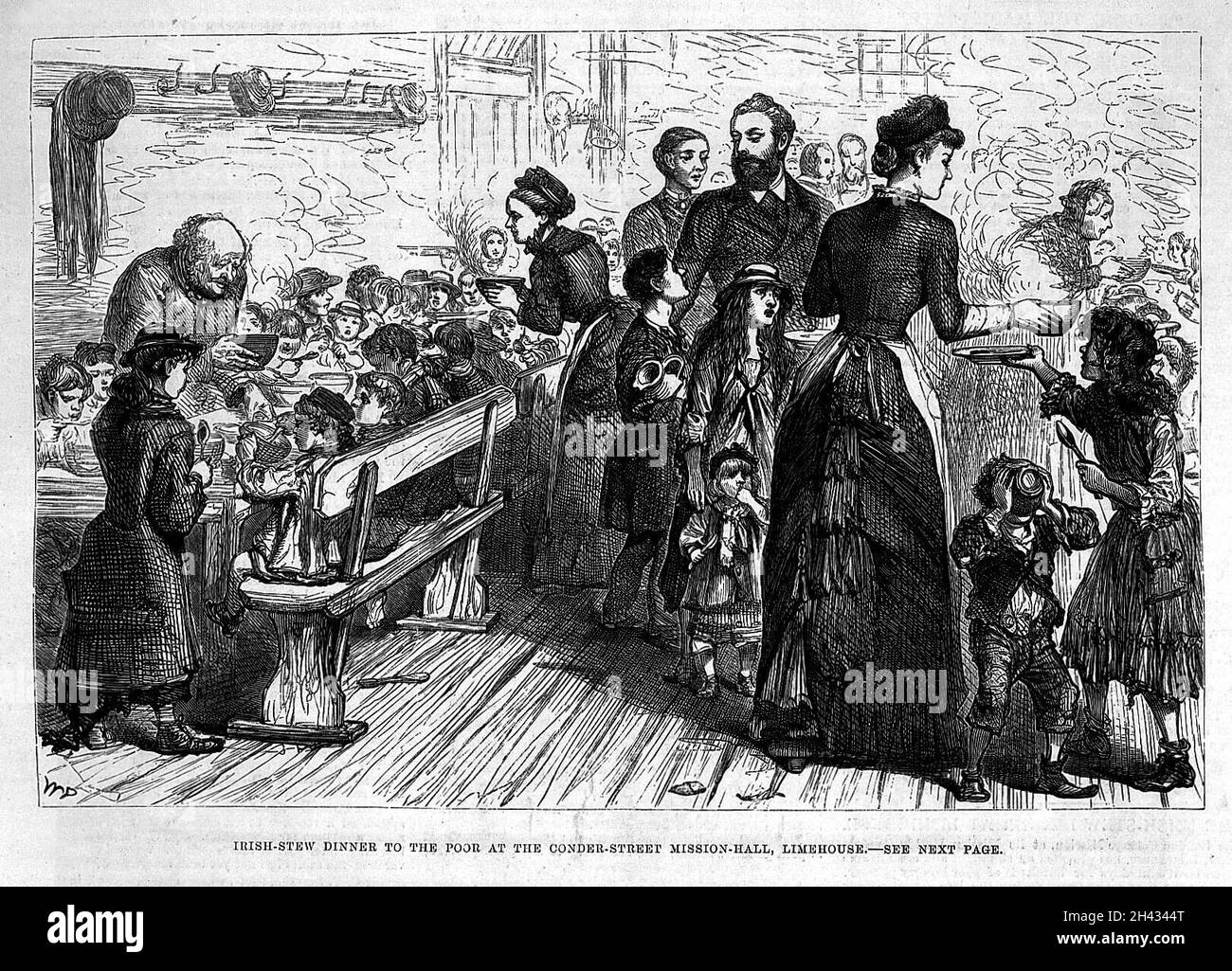 Cene a base di stufato irlandese per i poveri. Foto Stock