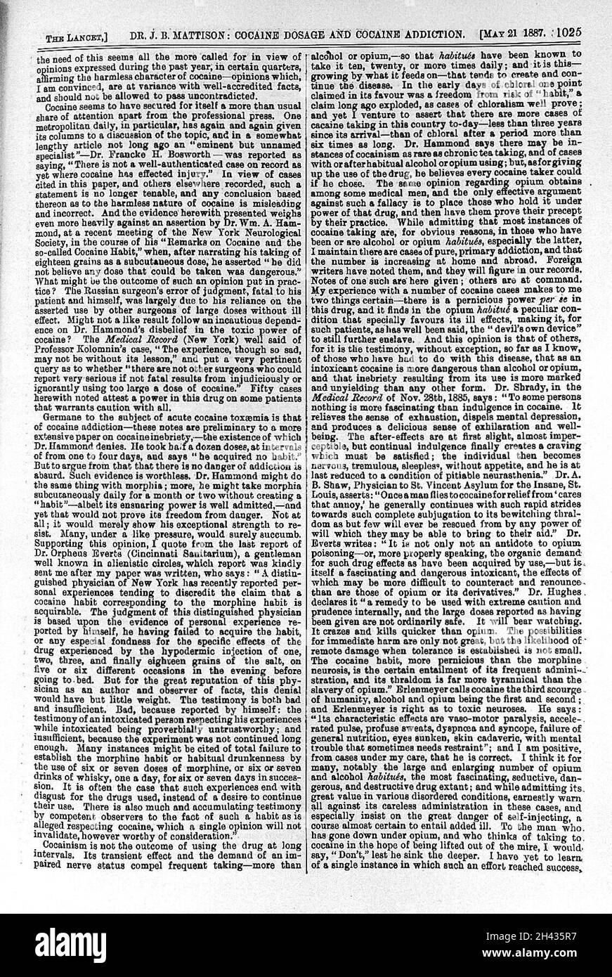 "Dosaggio di cocaina e dipendenza da cocaina". Foto Stock