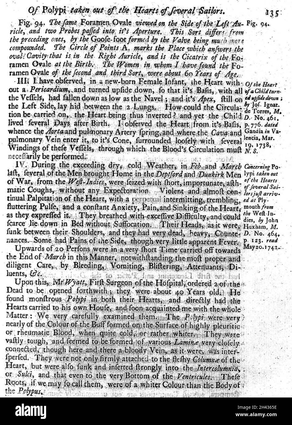 C. N. le Cat, 'riguardante il foramen ovale', da transazioni filosofiche, 1747 Foto Stock