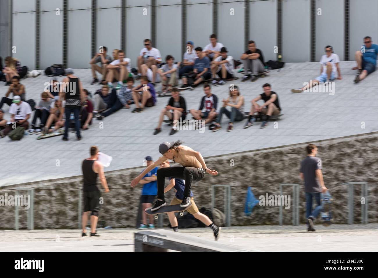 Lublino, Polonia - 29 maggio 2016: Lublin Sportival - Skateboard zone at Centrum Spotkania Kultur (Centro per l'incontro delle culture) Foto Stock