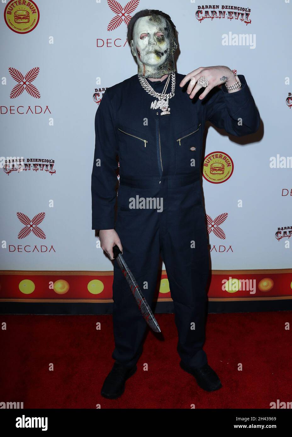 Bel Air, Stati Uniti. 31 ottobre 2021. BEL AIR, LOS ANGELES, CALIFORNIA, USA - OTTOBRE 30: Produttore di dischi Murda Beatz (Shane Lee Lindstrom) Arriva al Darren Dzienciol's CARN*EVIL Halloween Party presentato da decada e ospitato da Alessandra Ambrosio con spettacoli dal vivo di Doja Cat e BIA Powered by Geojam and Butter Bun tenuto in una residenza privata il 30 ottobre 2021 a Bel Air, Los Angeles, California, Stati Uniti. (Foto di Xavier Collin/Image Press Agency/Sipa USA) Credit: Sipa USA/Alamy Live News Foto Stock