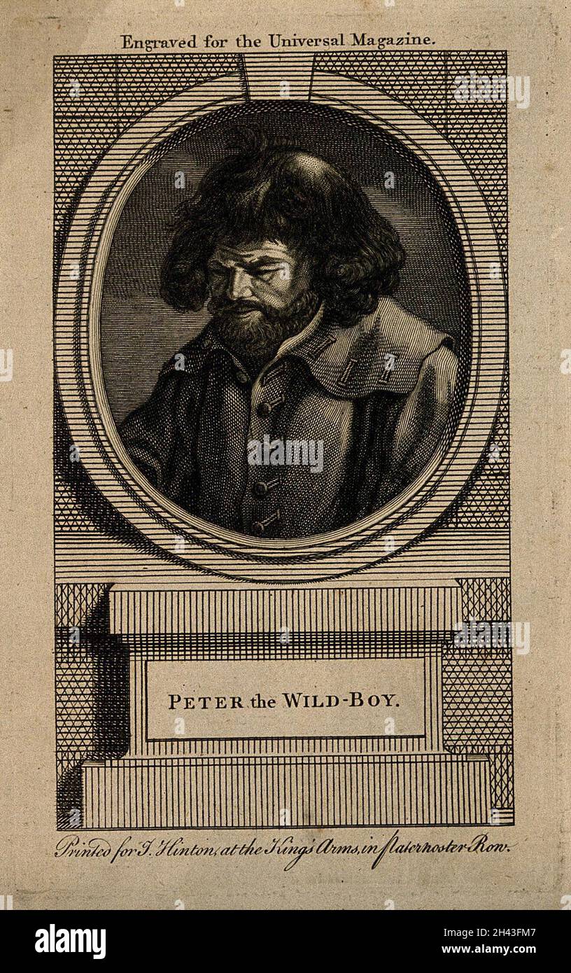 Pietro, il ragazzo selvaggio. Incisione della linea. Foto Stock
