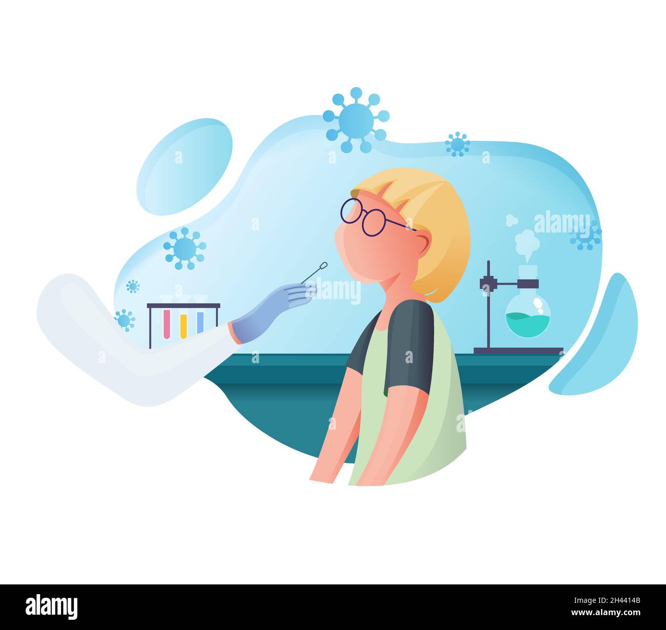 Test del Covid per i bambini - icona come file eps 10. Illustrazione Vettoriale