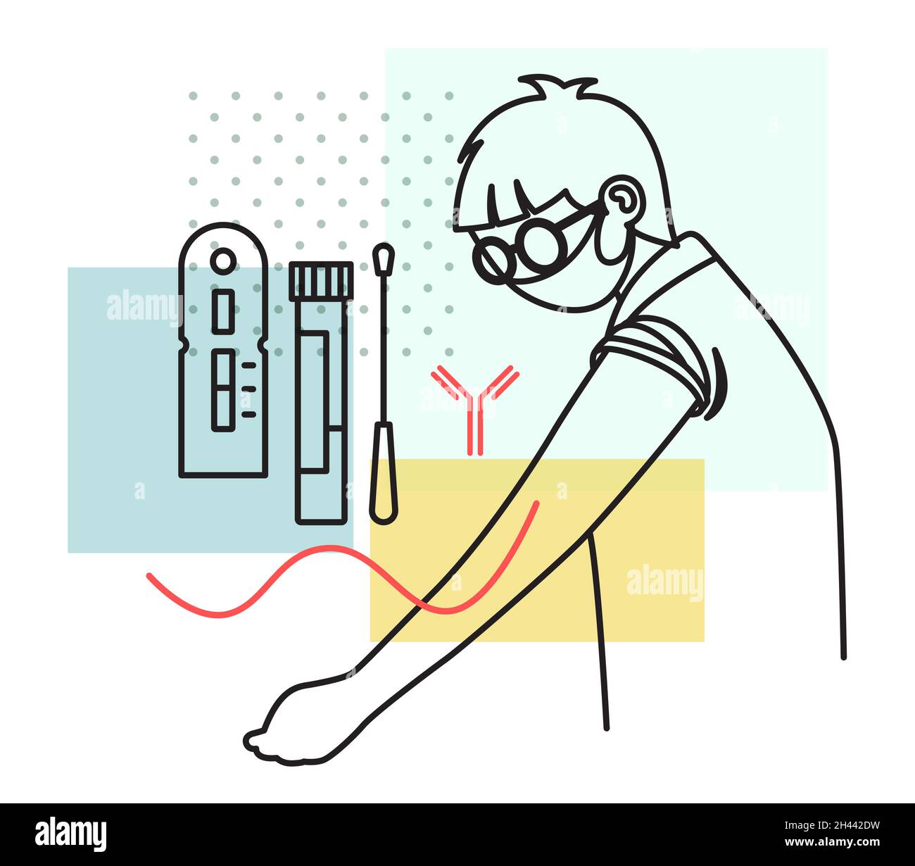 Test del Covid per i bambini - icona come file eps 10. Illustrazione Vettoriale