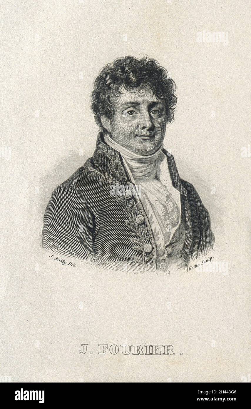 Jean-Baptiste-Joseph Fourier. Incisione di linea di A. F. B. Geille dopo J. Boilly. Foto Stock