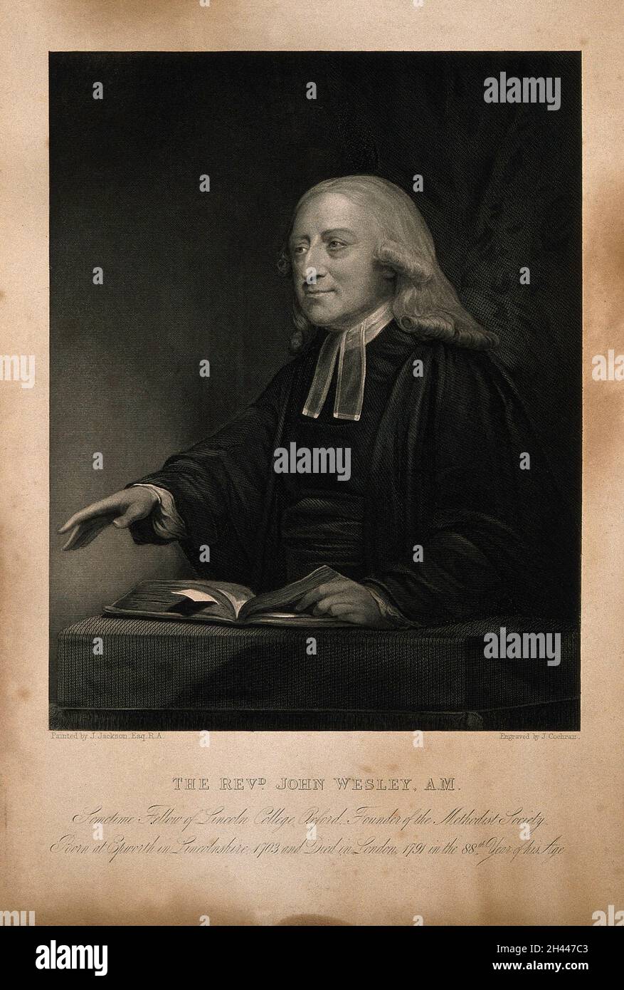 John Wesley. Incisione a stiletto di J. Cochran dopo J. Jackson. Foto Stock