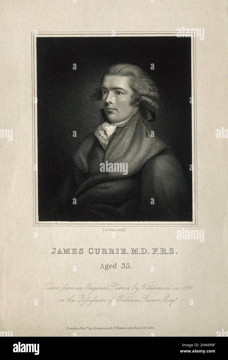 James Currie. Incisione a stiletto di T. A. Dean, 1830, dopo J. Williamson, 1791. Foto Stock