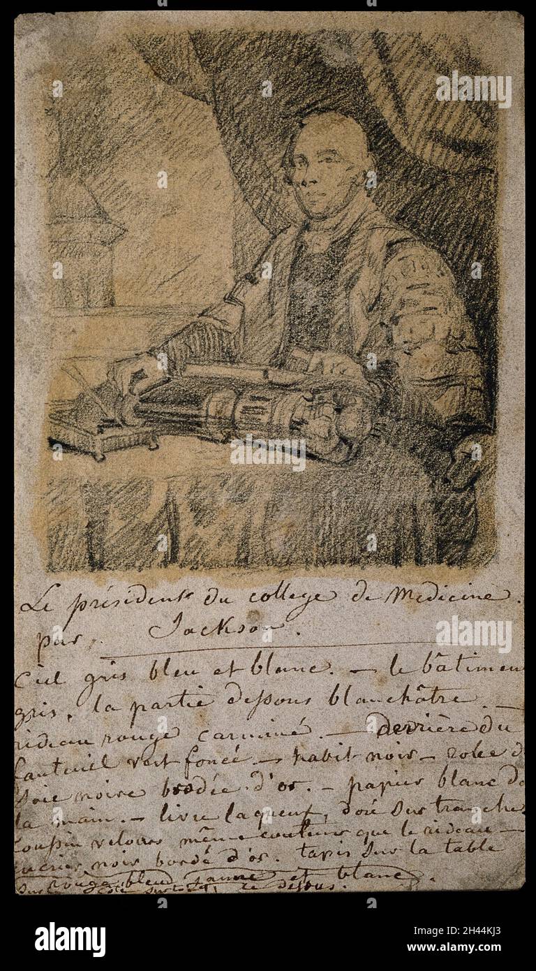 John Latham. Disegno a matita dopo J. Jackson, 1816. Foto Stock