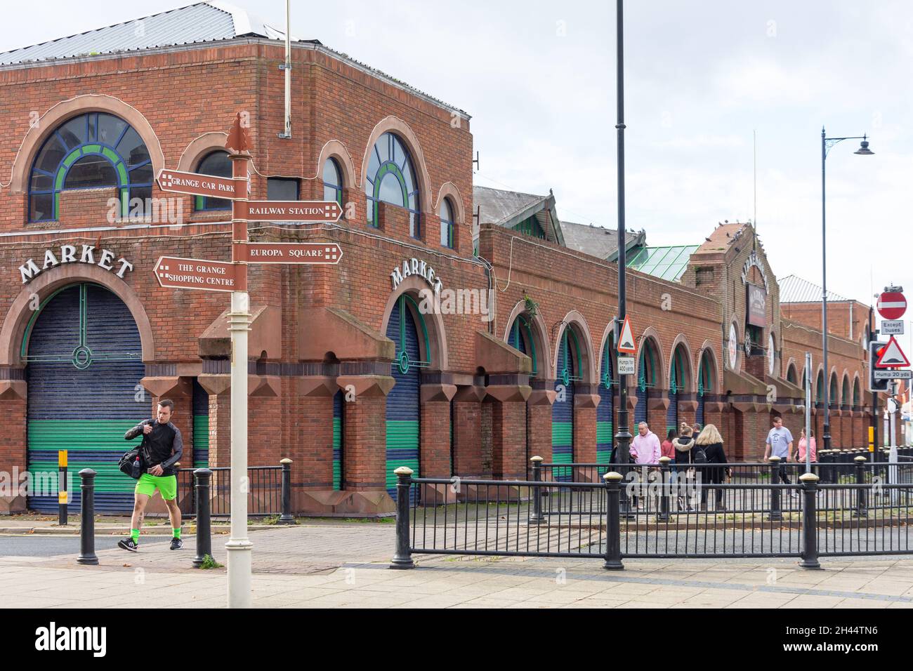 Birkenhead Indoor Market, Claughton Road, Birkenhead, Metropolitan Borough of Wirral, Merseyside, Inghilterra, Regno Unito Foto Stock