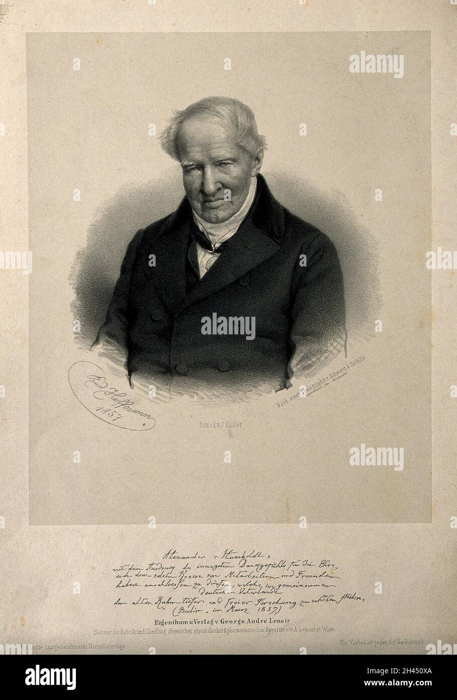 Friedrich Heinrich Alexander von Humboldt. Litografia di R. Hoffmann, 1857, dopo Schwartz & Zschille. Foto Stock