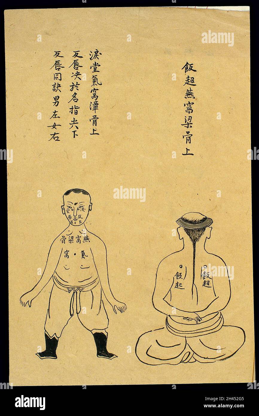 C19 disegno cinese dell'inchiostro: Posizione dei vari boils Foto Stock