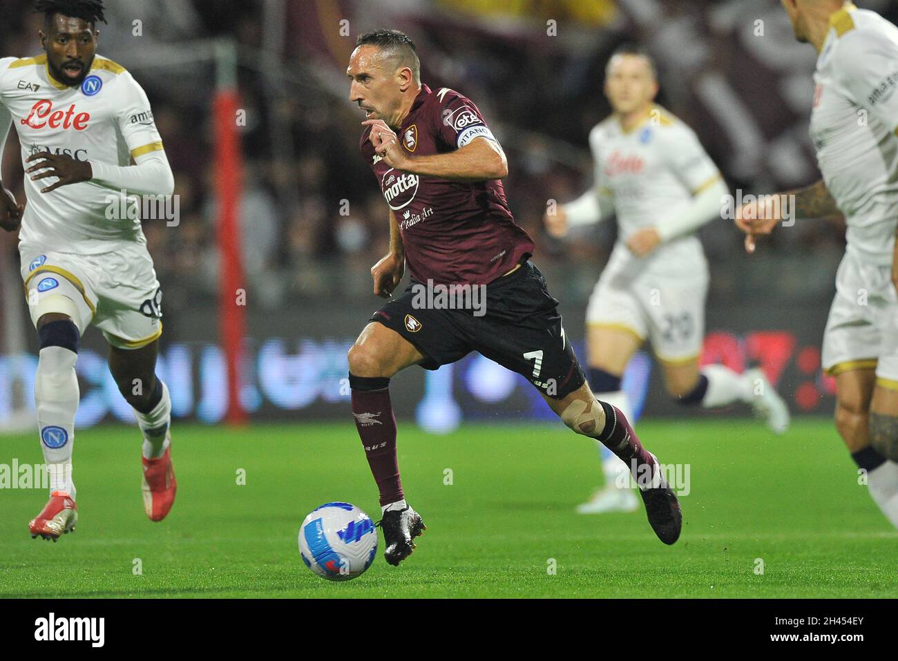 Salerno, Italia. 31 ottobre 2021. Frank Ribery giocatore di Salernitana, durante la partita della Serie Italiana A campionato tra Salernitana e Napoli risultato finale 1-0, partita disputata allo Stadio Arechi di Salerno. Salerno, Italia, 31 ottobre 2021. (Foto di Vincenzo Izzo/Sipa USA) Credit: Sipa USA/Alamy Live News Foto Stock
