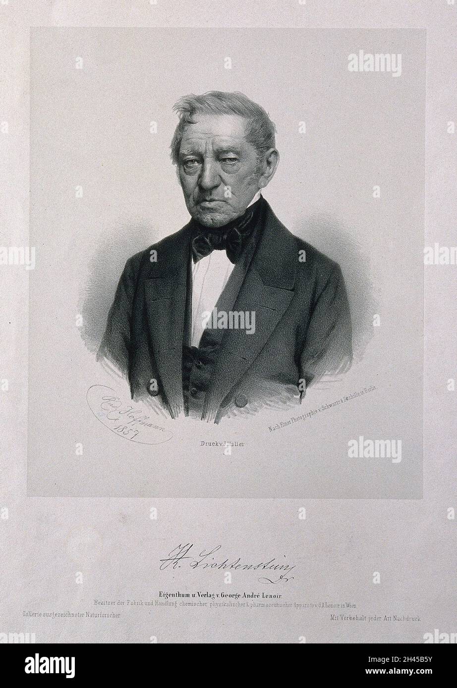 Martin Heinrich Karl Lichtenstein. Litografia di R. Hoffmann, 1857, dopo von Schwartz & Zschille. Foto Stock