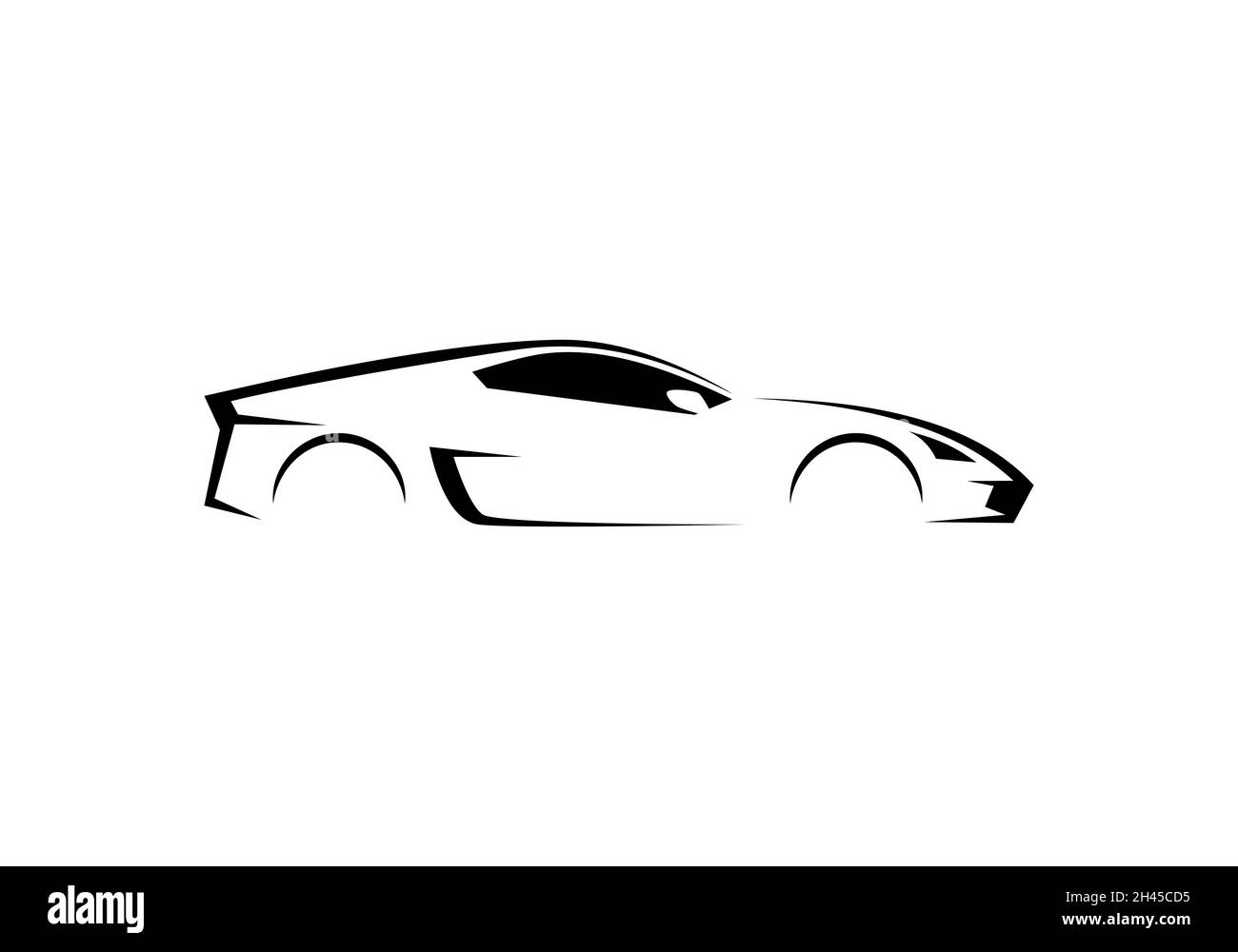 Design con logo supercar, silhouette in stile linea Foto Stock