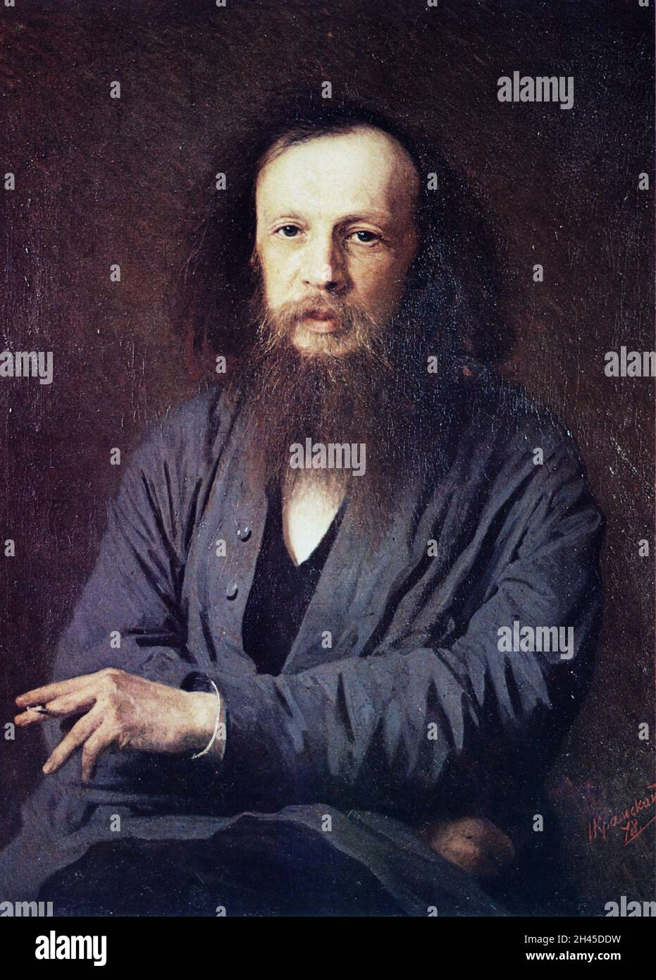 Un ritratto di Dimitry Mendeleev, le cui brillanti intuizioni hanno portato alla creazione della Tavola periodica degli elementi Foto Stock
