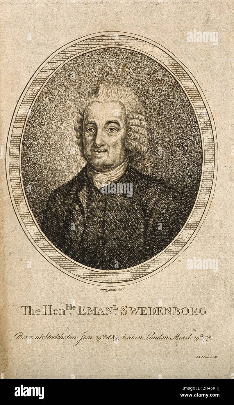 Emanuel Swedenborg. Incisione a stiletto di C. & A. Paos. Foto Stock