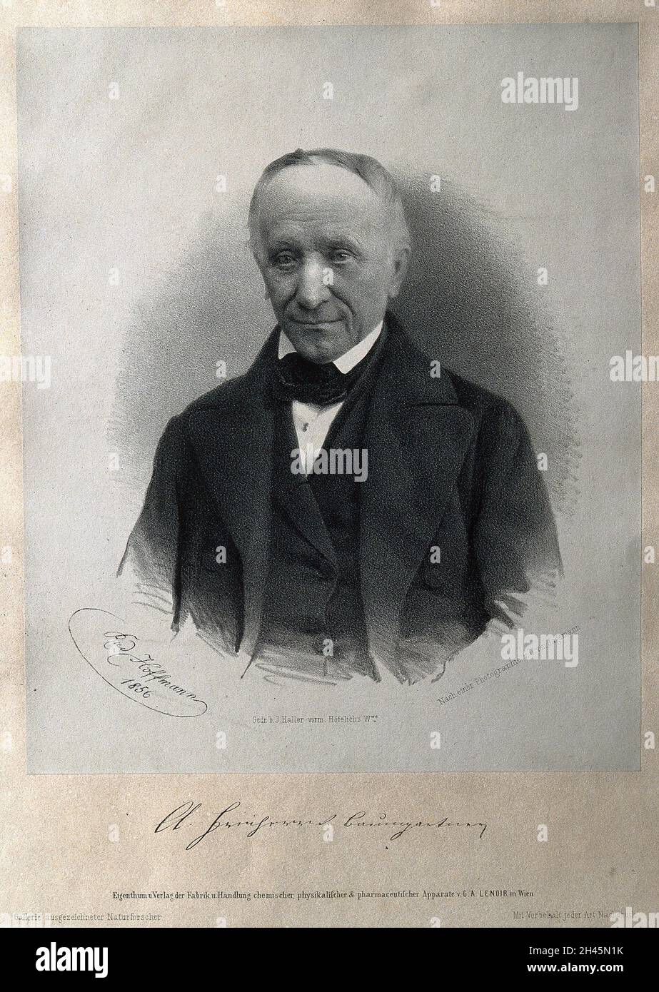 Andreas Baumgarten. Litografia di R. Hoffman dopo C. von Jagemann, 1856. Foto Stock