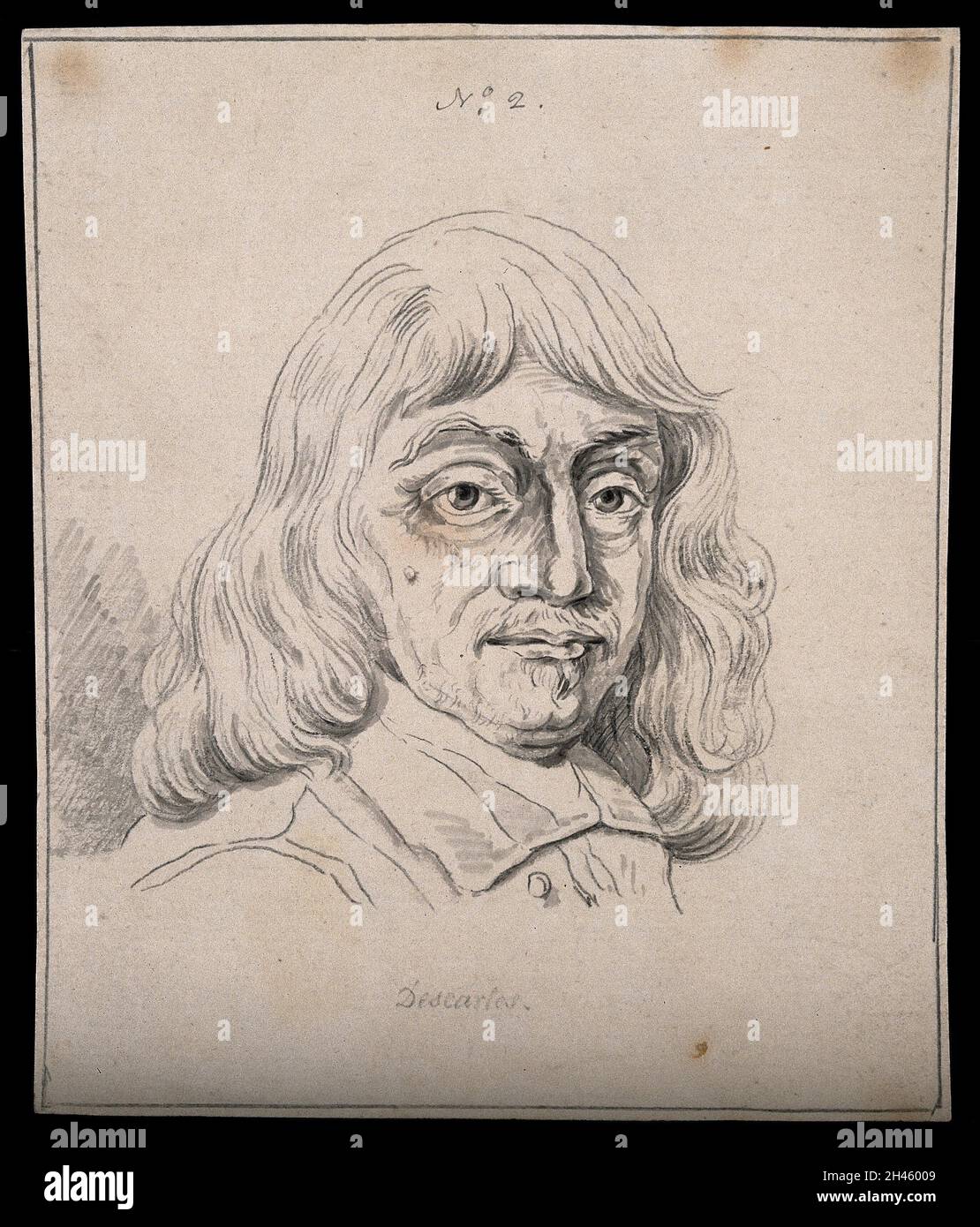 René Descartes: Ritratto. Disegno, c.. 1794. Foto Stock