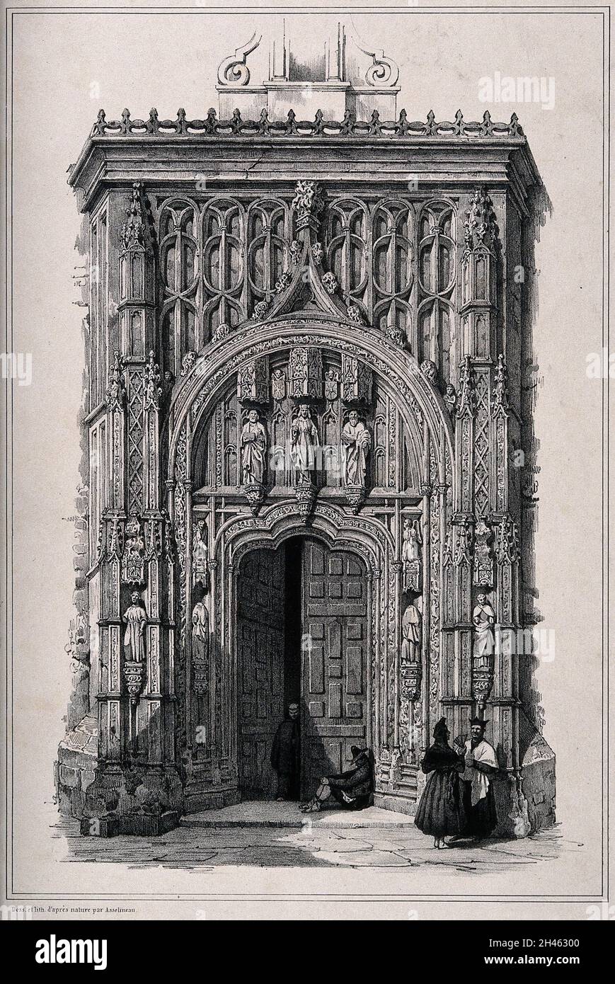 Casa dei Fondamenti, Cordoba: La porta d'ingresso. Litografia di L.A. Asselineau dopo se stesso. Foto Stock