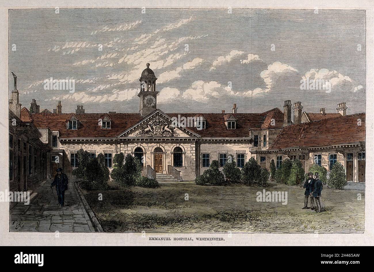Emanuel Hospital, Tothill Street, Westminster. Incisione in legno colorato di J. W., ca. 1868. Foto Stock