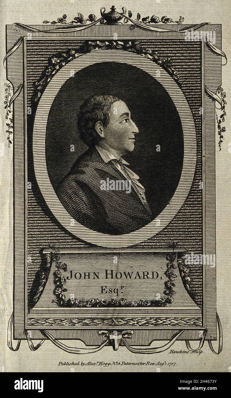 John Howard. Incisione linea di G. Hawkins il anziano, 1787. Foto Stock