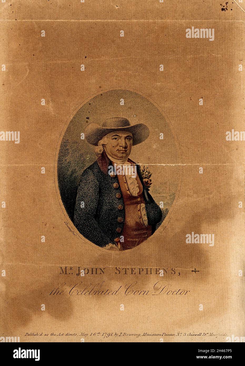 John Stephens. Incisione colorata a stiletto di G. Hawkins, 1791, dopo J. Bowring, 1787. Foto Stock