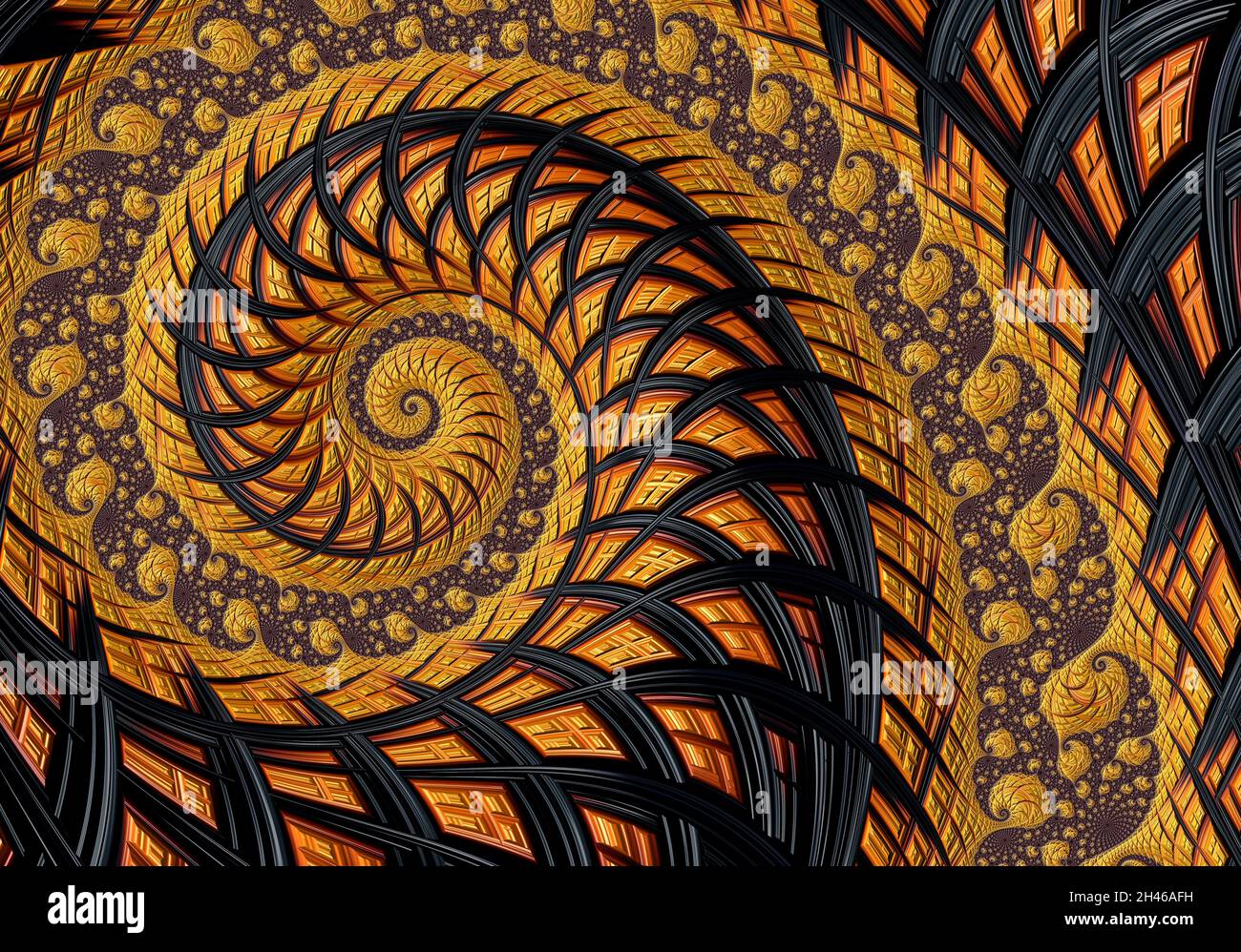 Sfondo astratto della textiglia d'oro generato automaticamente usando il frattale di Mandelbrot Foto Stock