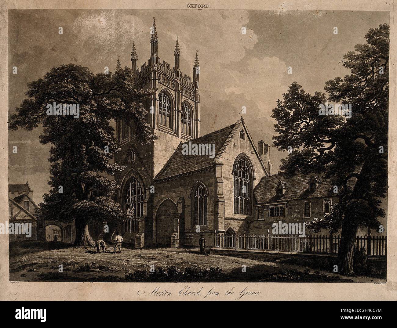 Merton College, Oxford: La chiesa. Aquatint di J. Merigot dopo A.C. Pugin. Foto Stock