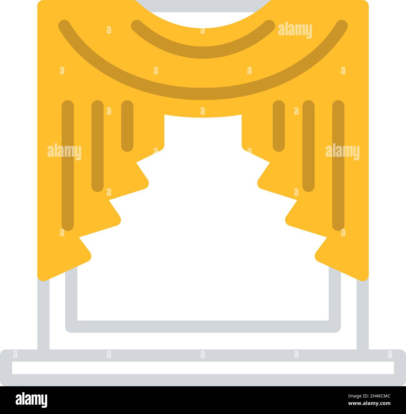 Tenda decorativa dorata, illustrazione, vettore, su sfondo bianco. Illustrazione Vettoriale