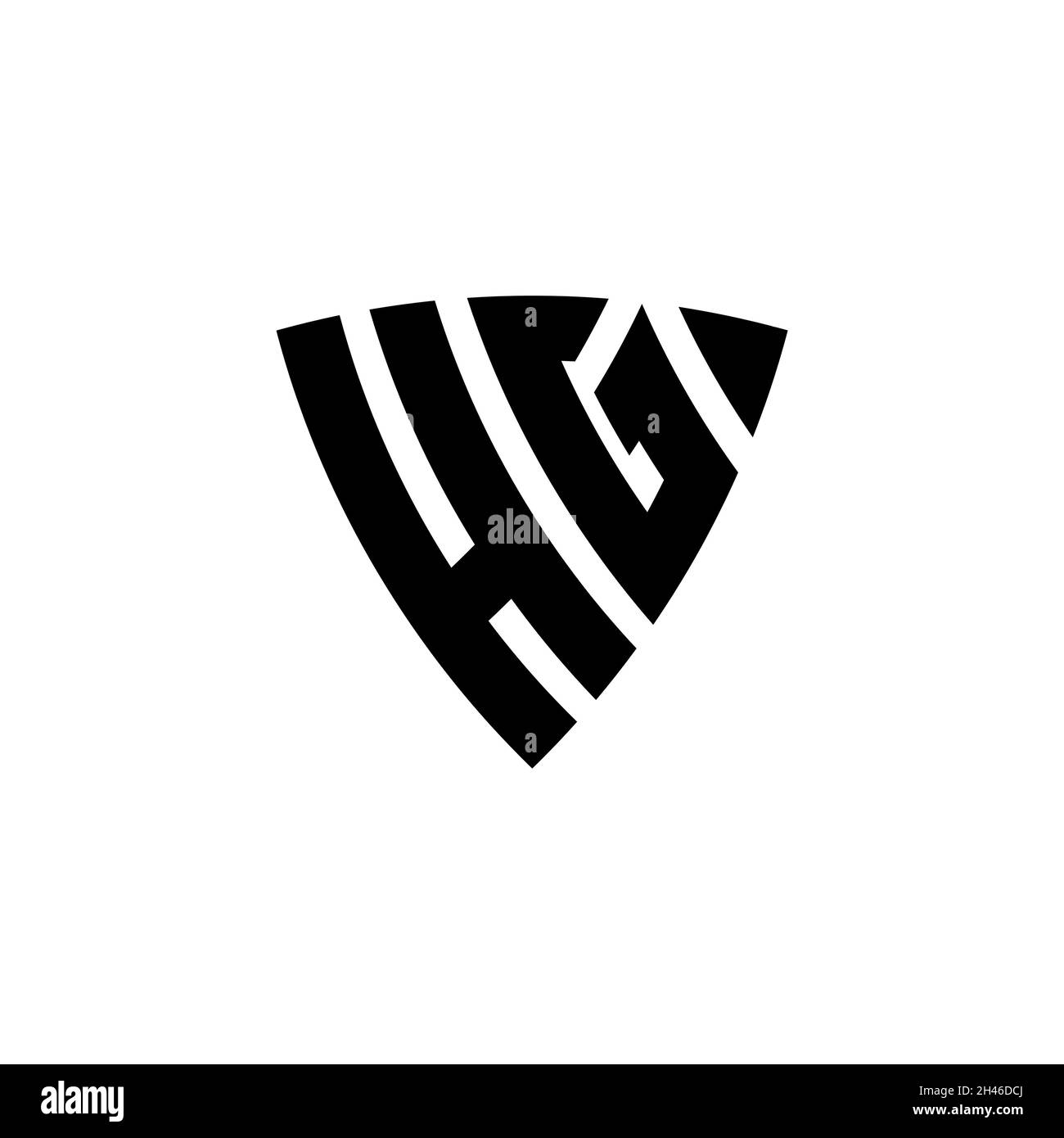 LETTERA del logo HG Monogram con forma a scudo triangolare, isolata su sfondo bianco. Logo a monogramma triangolare, logo a monogramma schermato, logo a triangolo s. Illustrazione Vettoriale