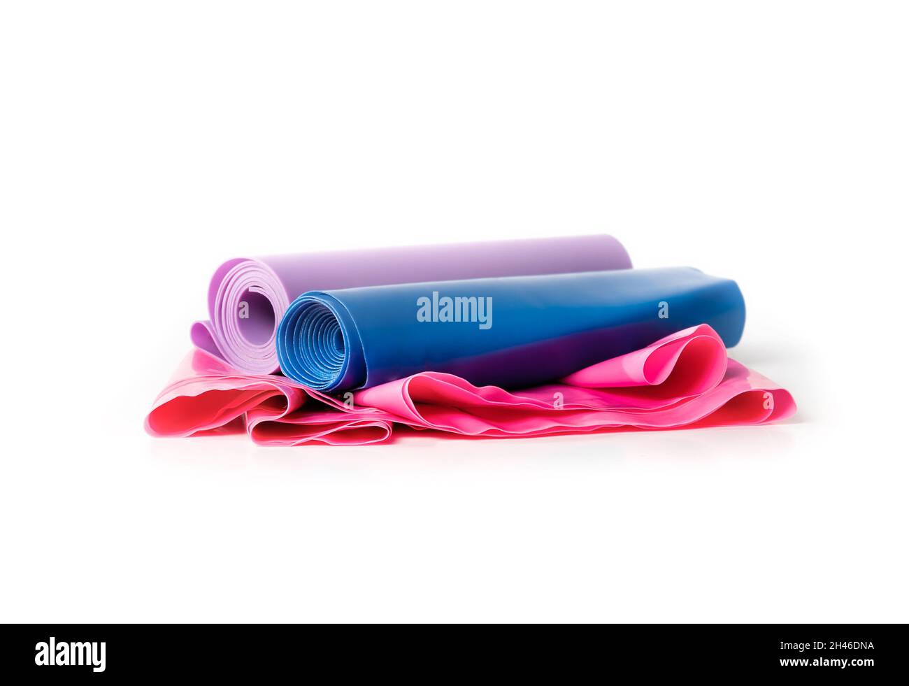 Set di bande di resistenza con diversi livelli di resistenza. Usato per l'addestramento di resistenza del corpo superiore e inferiore, gli allenamenti o la riabilitazione di inju Foto Stock Set di bande di resistenza con diversi livelli di resistenza. Usato per l'addestramento di resistenza del corpo superiore e inferiore, gli allenamenti o la riabilitazione di inju Foto Stock