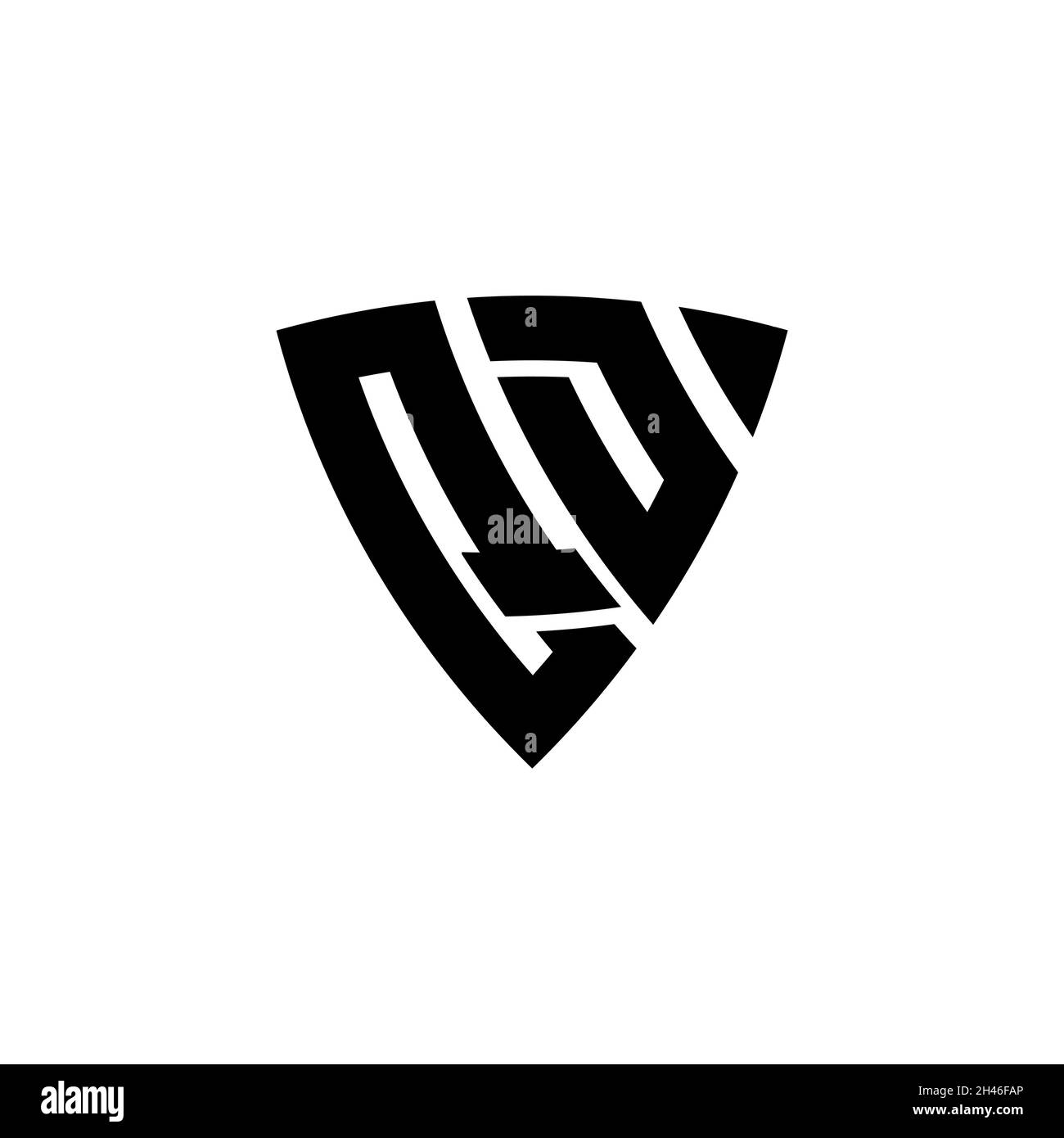 Lettera del logo QD monogramma con forma a scudo triangolare isolata su sfondo bianco. Logo a monogramma triangolare, logo a monogramma schermato, logo a triangolo s. Illustrazione Vettoriale