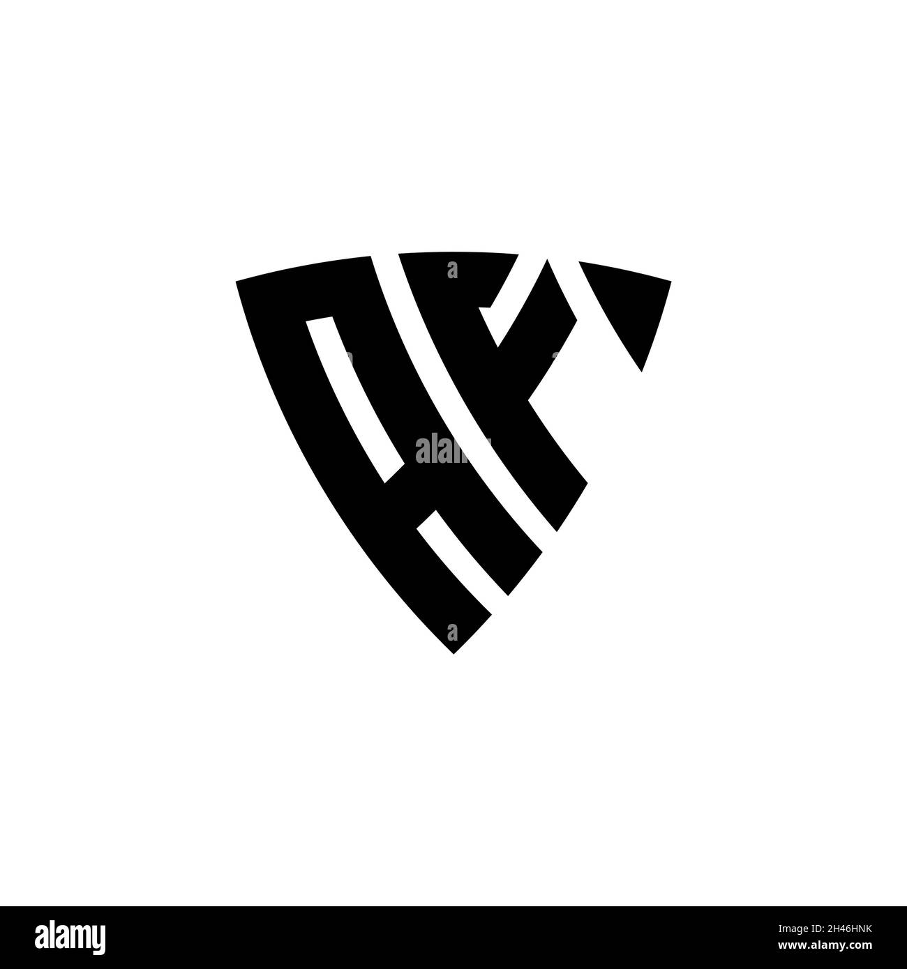 Lettera del logo del monogramma AF con forma a scudo triangolare, isolata su sfondo bianco. Logo a monogramma triangolare, logo a monogramma schermato, logo a triangolo s. Illustrazione Vettoriale