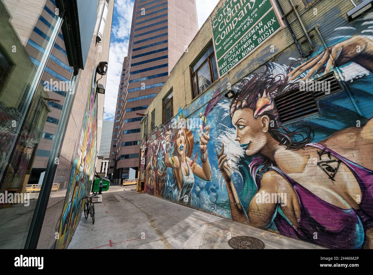 Opere d'arte murali a Denver, Colorado, USA Foto Stock