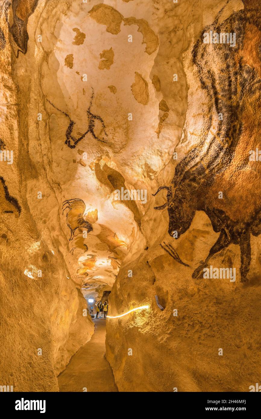 FRANCIA, MONTIGNAC - LASCAUX, DORDOGNE (24): STATE IL SITO DI LASCAUX 4 OTTOBRE 12, 2016. TOUR FOTOGRAFICO DEL FACSIMILE INTEGRALE : IMMERSIONE ASSIALE Foto Stock