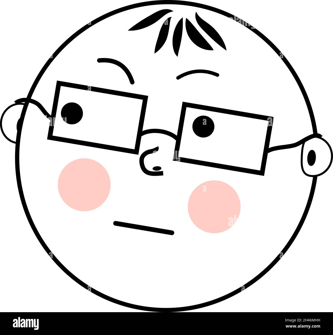 Ragazzo calvo con vetri, illustrazione, vettore, su sfondo bianco. Illustrazione Vettoriale