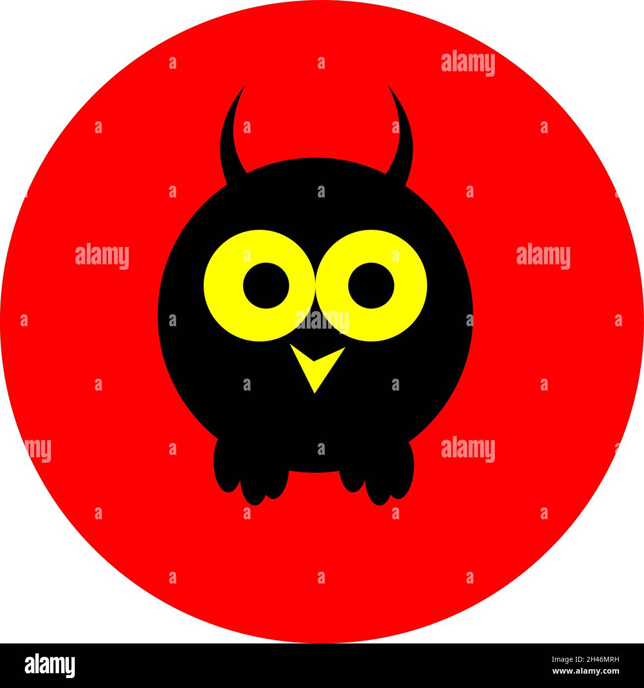 Gufo nero, illustrazione, vettore, su sfondo bianco. Illustrazione Vettoriale